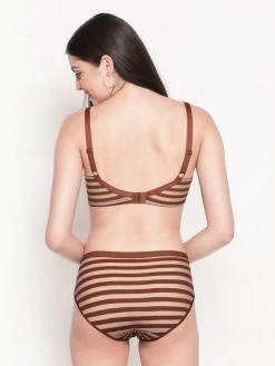 Taabu Cinnamon Brown Stripe Cotton Lingerie Set 7 Taabu Cinnamon Brown Stripe Cotton Lingerie Set -Shyaway stls021 cinnamonswirl back 1