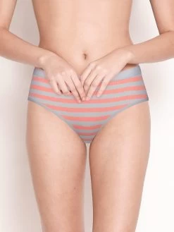 Taabu Salmon Peach Low Waist Striped Bikini Panty