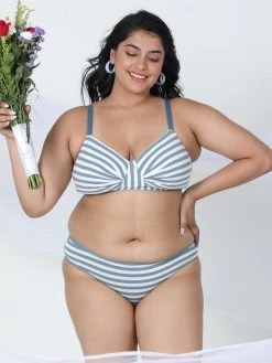 Taabu Windsurfer Blue Stripe Cotton Lingerie Set
