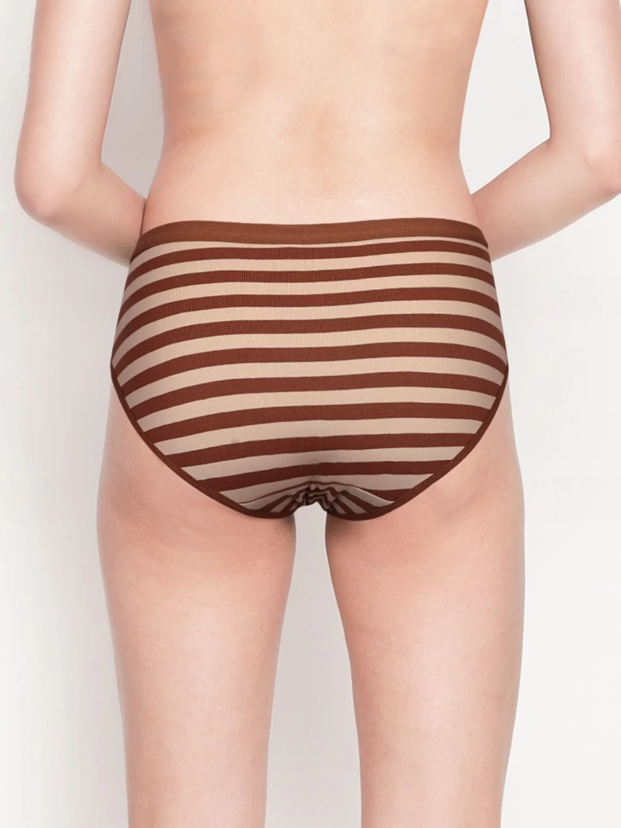Taabu Cinnamon Brown Low Waist Striped Bikini Panty 4 Taabu Cinnamon Brown Low Waist Striped Bikini Panty - Image 2