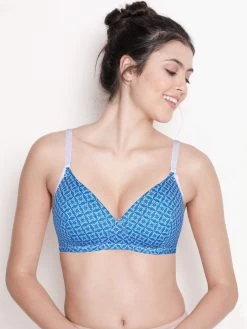 Susie Blue Printed Cotton Padded Everyday Bra