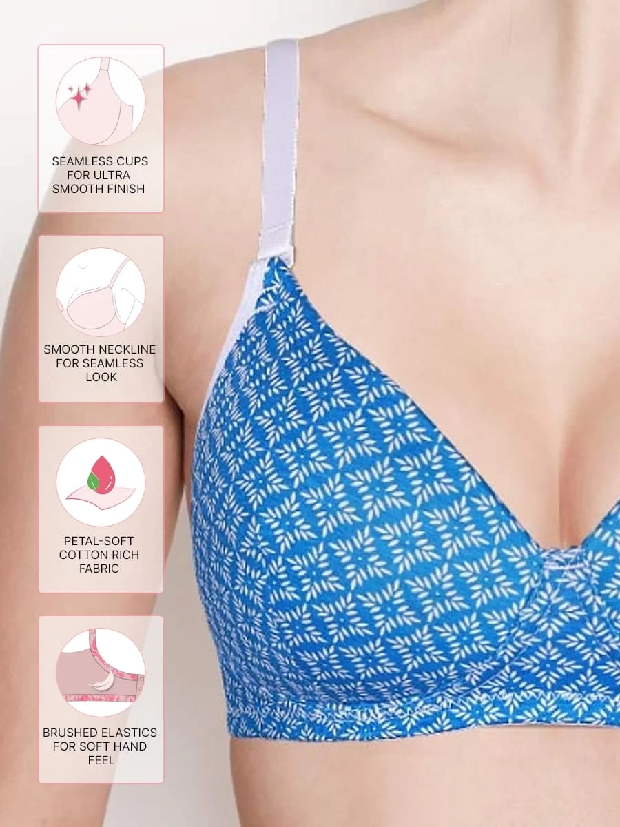 Susie Blue Printed Cotton Padded Everyday Bra 4 Susie Blue Printed Cotton Padded Everyday Bra - Image 2