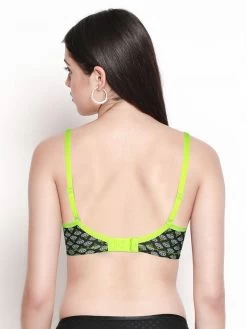 Susie Dark Green Hand Fan Print Padded Everyday Bra -Shyaway su081 darkgreen 02
