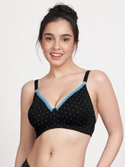 Susie BlackBeauty Blue Polka Printed 3/4th Coverage Bra
