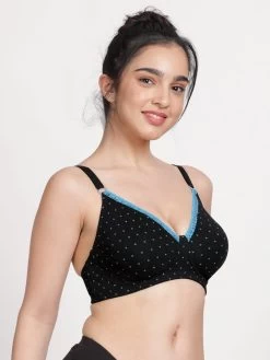Susie BlackBeauty Blue Polka Printed 3/4th Coverage Bra -Shyaway su172 bluedot side