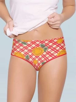 Susie Red Checks Printed Cotton Hipster Panty