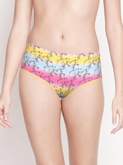 Susie Yellow Pink Horse Printed Full Coverage Hipster Panty