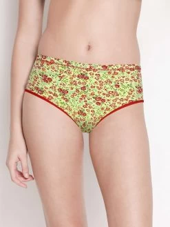 Susie Green Red Floral Print Full Coverage Hipster Panty