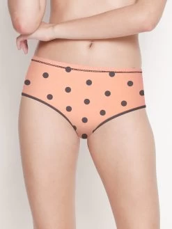 Susie Peach Grey Polka Print Full Coverage Hipster Panty