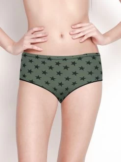 Susie Grey Green Star Printed Hipster Panty