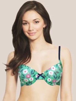 Susie Mint Green Navy Floral Printed T-shirt Bra -Shyaway susie mint green navy floral printed t shirt bra 2