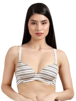 Shyaway HANA White Black Stripe Print Seamless T-Shirt Bra