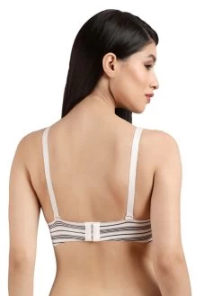 Shyaway HANA White Black Stripe Print Seamless T-Shirt Bra -Shyaway sy91005 whiteblack 2