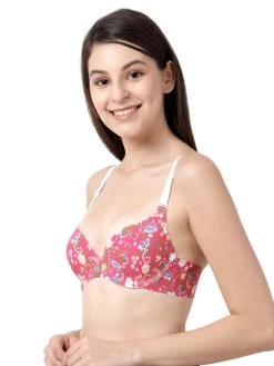 Shyaway HANA Pink Garden Print Seamless T-Shirt Bra -Shyaway sy91009 pink 02