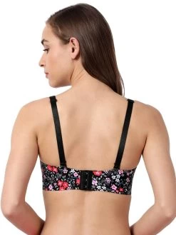 Shyaway HANA Black Red Flower Print Seamless T-Shirt Bra -Shyaway sy91035 blackred 2