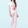 Shyaway White Pink Pretty Woman Print Nightwear Pyjama Set