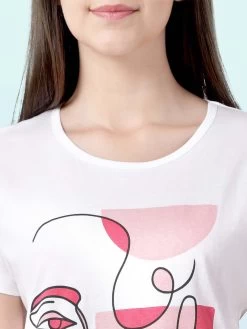 Shyaway White Pink Pretty Woman Print Nightwear Pyjama Set -Shyaway tgpj 004 white pink 05