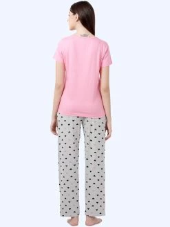 Shyaway Pink Grey Dreamer Print Nightwear Pyjama Set -Shyaway tgpj 007 pink grey 03