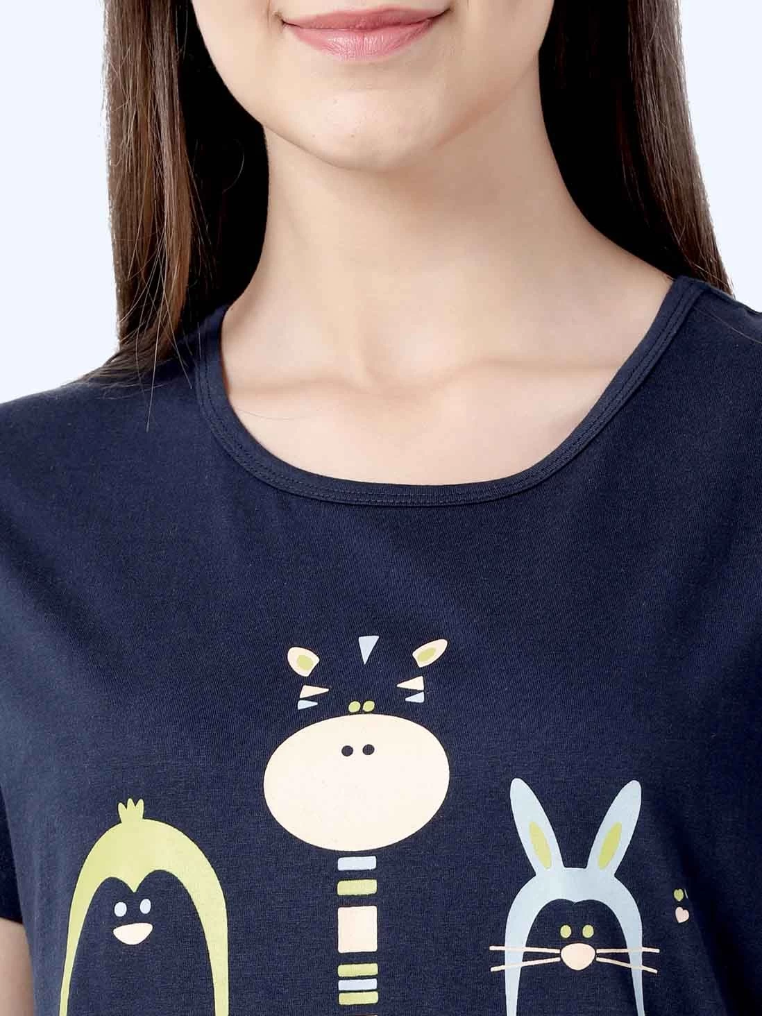 Shyaway Navyblue White Animal Print Nightwear Pyjama Set 8 Shyaway Navyblue White Animal Print Nightwear Pyjama Set - Image 6