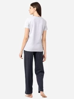 Shyaway Grey Melange Polka Print Nightwear Pyjama Set -Shyaway tgpj001 greymelange back