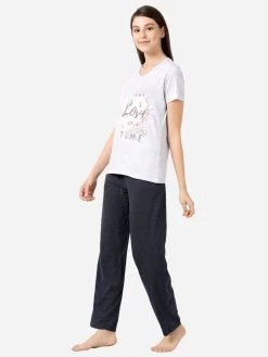 Shyaway Grey Melange Polka Print Nightwear Pyjama Set -Shyaway tgpj001 greymelange side