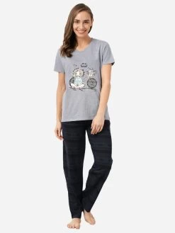 Shyaway Dark Grey Aztec Print Nightwear Pyjama Set