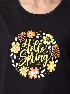 Shyaway Black Hello Spring Print Nightwear Pyjama Set -Shyaway tgpj005 black 04