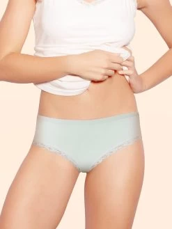 Taabu Bay Green Lace Trim Medium Coverage Bikini Panty