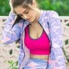 United Classic Pink Blue Tropical Print Workout Jacket -Shyaway ucjw01 pinkblue 2