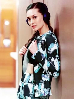 United Classic Black Blue Abstract Print Workout Jacket -Shyaway ucjw03 blackblue 2