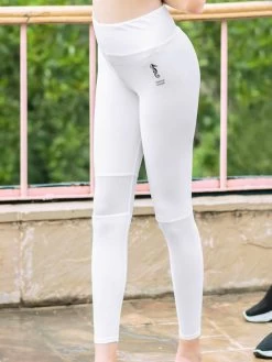 United Classic White Knee And Ankle Mesh Workout Leggings