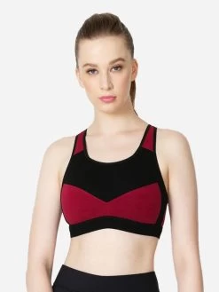 Van Heusen Wine Lightly Padded Medium Impact Sports Bra