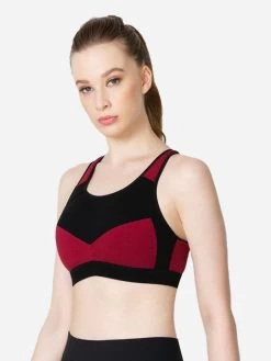 Van Heusen Wine Lightly Padded Medium Impact Sports Bra -Shyaway vh44004 wine 03