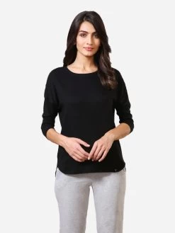 Van Heusen Black Modern 3/4th Sleeve Tee