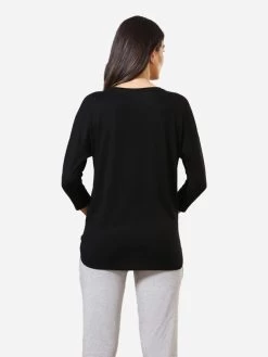 Van Heusen Black Modern 3/4th Sleeve Tee -Shyaway vh55404 black 02