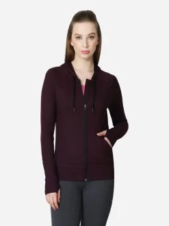 Van Heusen Maroon Purple Slim Fit Gym Hoodie Jacket