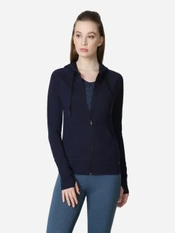 Van Heusen Navy Blue Slim Fit Gym Hoodie Jacket