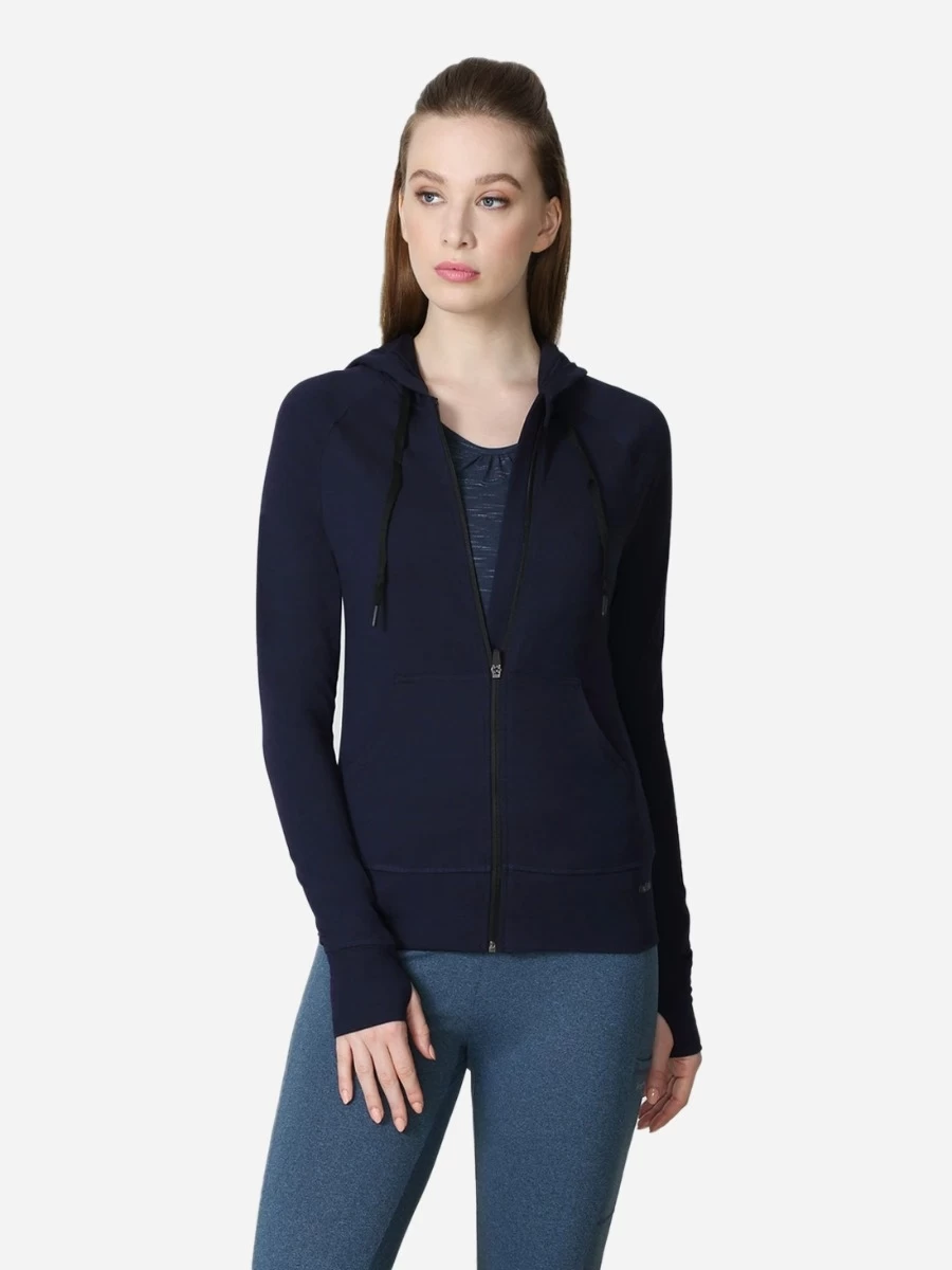 Van Heusen Navy Blue Slim Fit Gym Hoodie Jacket 3 Van Heusen Navy Blue Slim Fit Gym Hoodie Jacket
