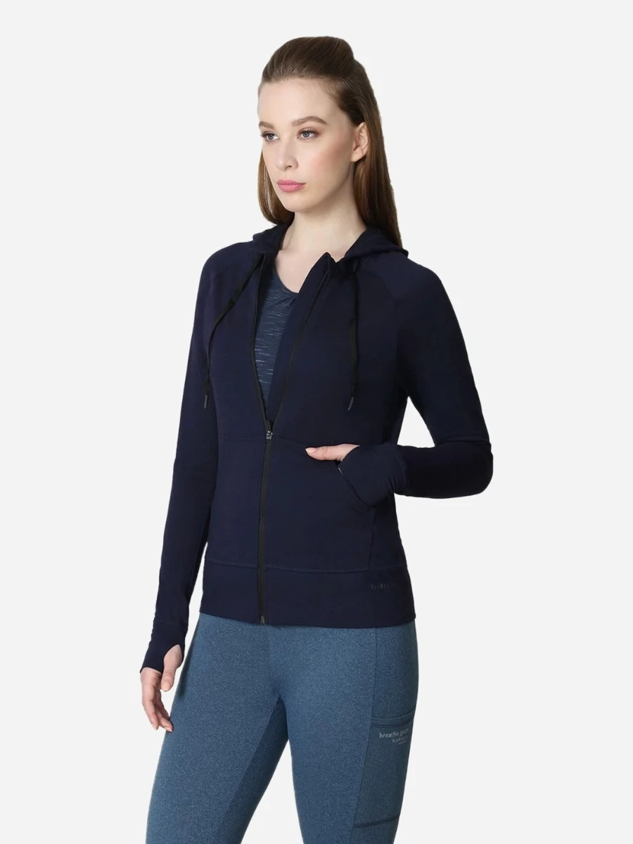 Van Heusen Navy Blue Slim Fit Gym Hoodie Jacket 4 Van Heusen Navy Blue Slim Fit Gym Hoodie Jacket - Image 2